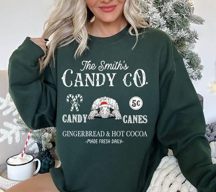 Eastern Box Turtle Christmas Sweatshirt, Santa Animal Retro Christmas Sweater, Candy Co Shirt Candy Cane Xmas Tee Land...