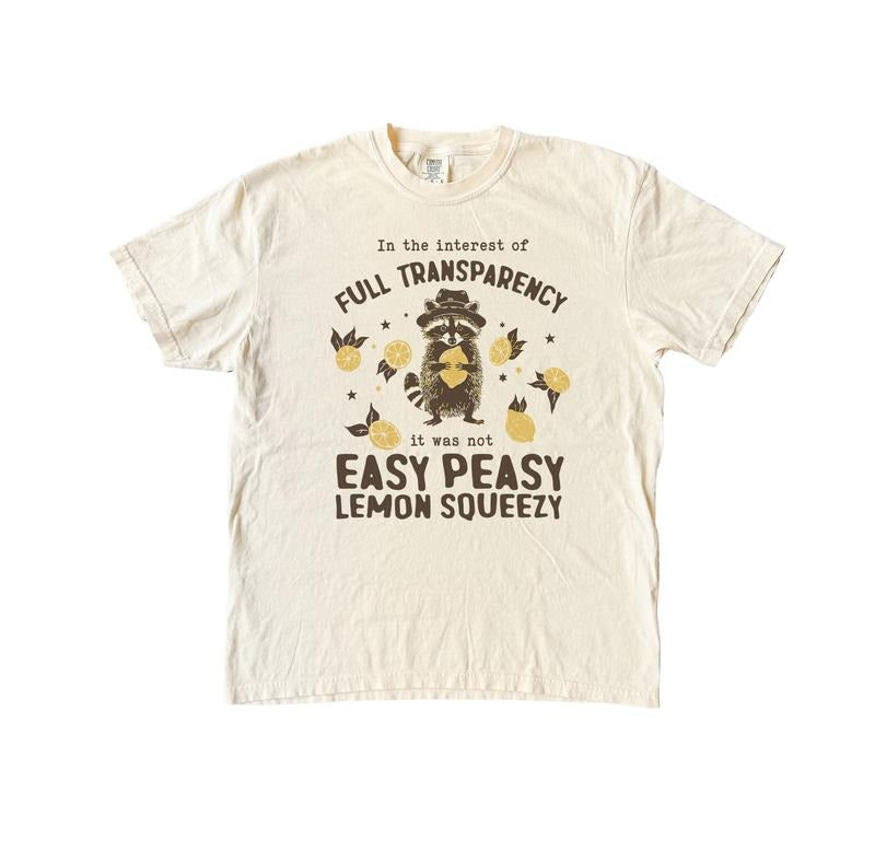 Easy Peasy Lemon Squeezy Shirt, Funny Raccoon Shirt, Comfort Colors Shirt, SummerT Shirt, Funny Saying TShirt, Silly...