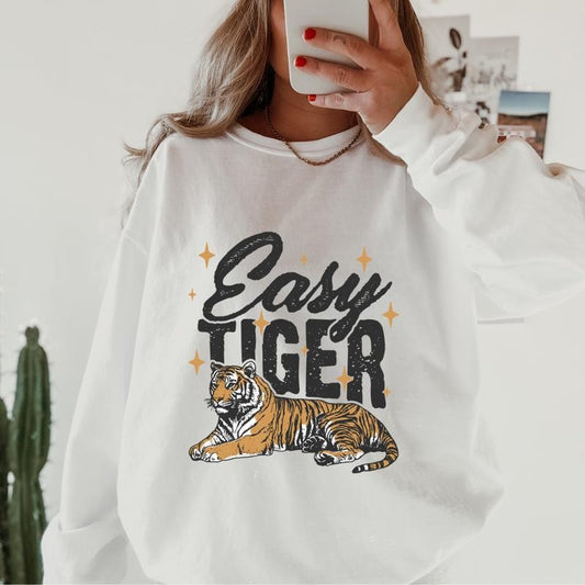 Easy Tiger Graphic Sweatshirt ~ Unisex Apparel Relaxed Fit Printed in the USA Clothing Womenswear Casual and Comfortable...