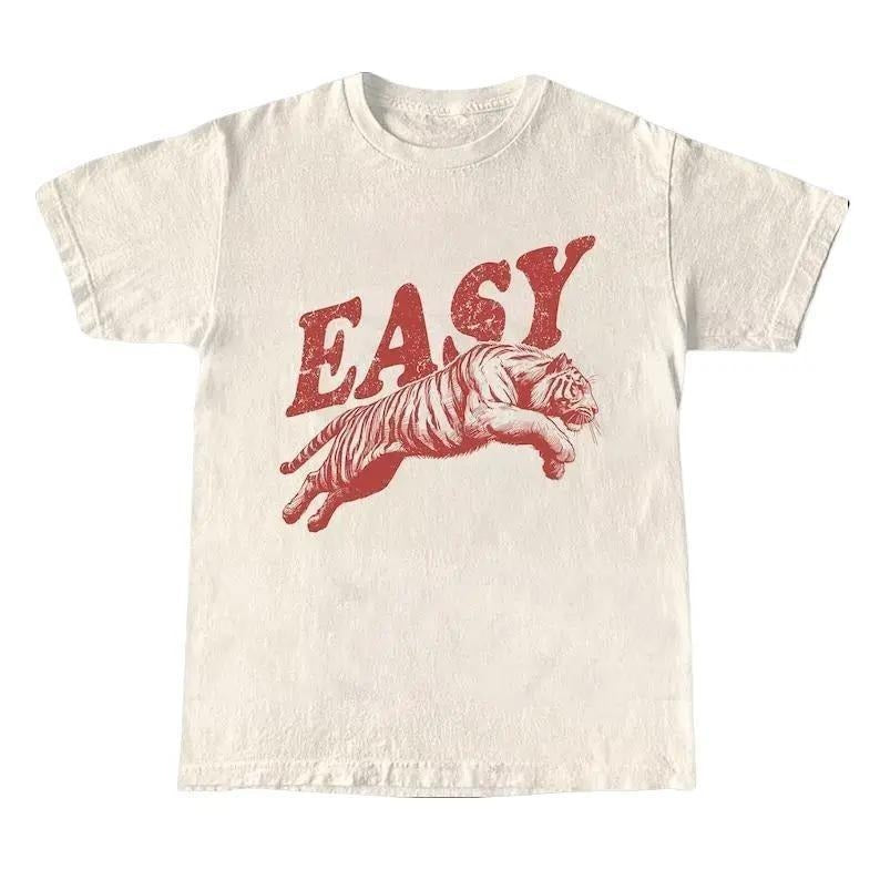 Easy Tiger Shirt, Retro Boho T-shirt Unisex Trendy, Graphic Tee, Hippie Clothes, Indie Shirt, Tiger Graphic Tee Hoodie,...