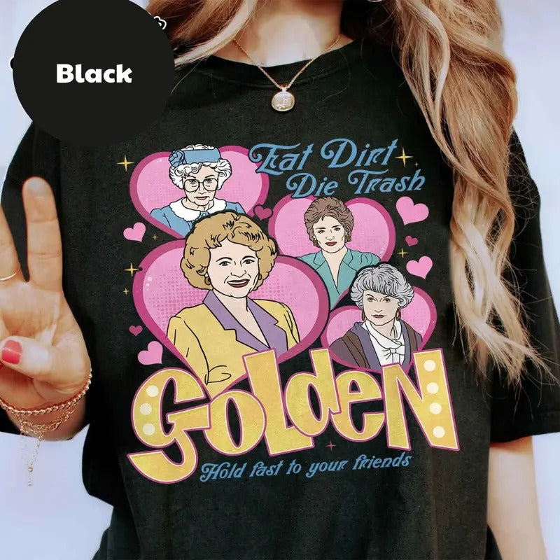 Eat Dirt, Die Trash Stay Golden With Pocket Graphic Tee 90s Sitcom Mom Vibes, Sarcastic Mom, Funny Mom, Gift For Her,...