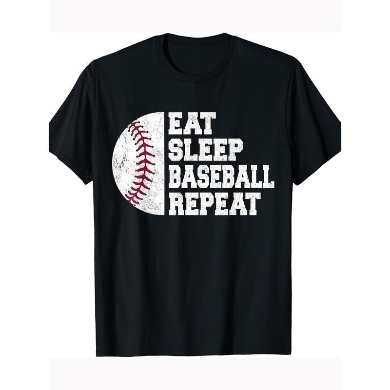 Eat Sleep Baseball Repeat Baseball Players Fun baseball T-shirt 220g 100% cotton T-shirt made in usa Hoodie, Sweatshirt
