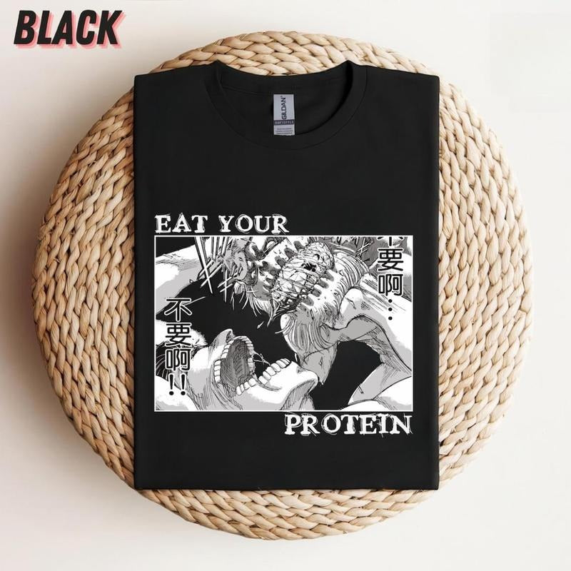 Eat Your Protein Eren Yeager Shirt, Attack on Titan Shirt, Anime Gym Wear, Essential Piece, Fits Any Wardrobe, Soft...