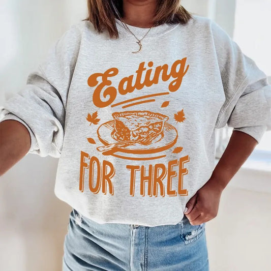 Eating for Three Pregnancy Announcement Sweatshirt, Twin Maternity Shirt Hoodie | WearSparks.com