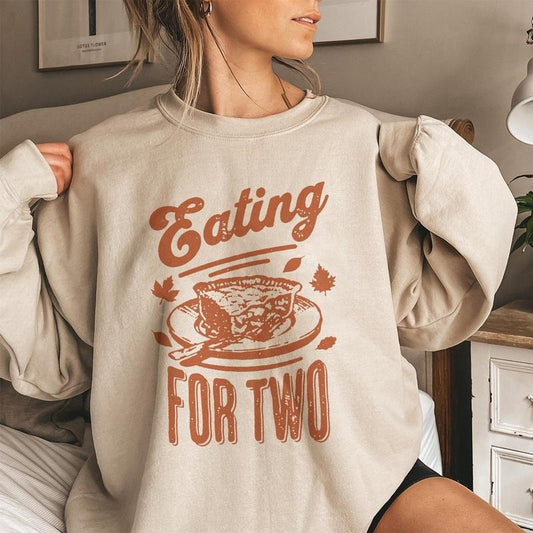 Eating for Two Thanksgiving Couples Pregnancy Announcement Sweatshirt, Matching Thanksgiving Pregnancy Reveal, Fall Baby...