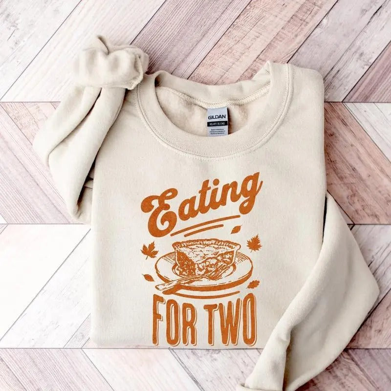 Eating for Two Thanksgiving Pregnancy Announcement Shirt, Thanksgiving Pregnancy Reveal, Fall Baby announcement Shirt,...