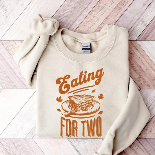 Eating for Two Thanksgiving Pregnancy Announcement Shirt, Thanksgiving Pregnancy Reveal, Fall Baby announcement Shirt,...