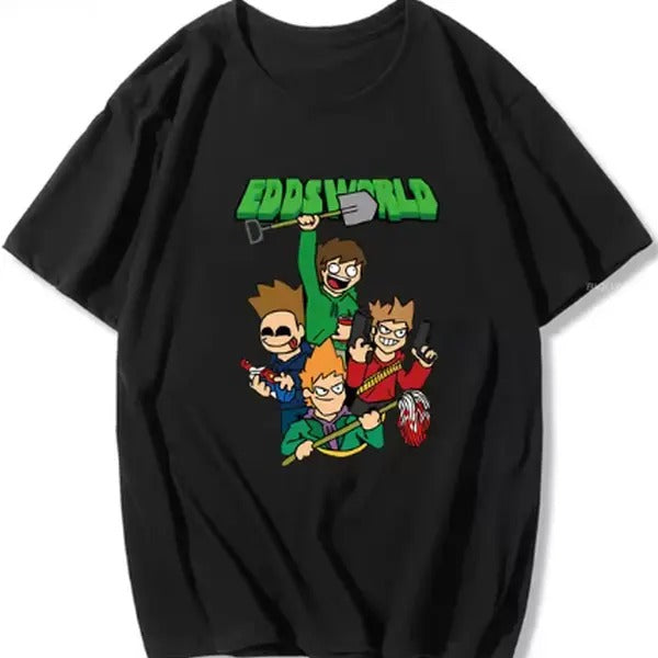 Eddsworld T-shirt 100% Cotton Short Sleeve Tops Loose  Cute Print Size Casual Tees Casual Shortsleeve Hoodie, Sweatshirt