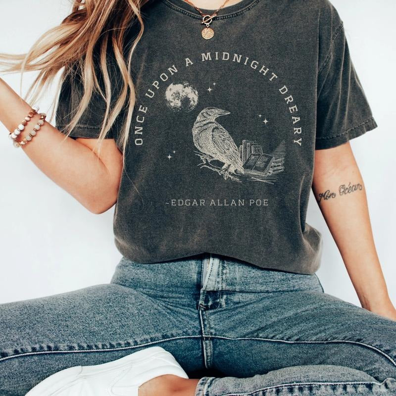 Edgar Allan Poe Dark Academia Booktok T-shirt Poe T Booktok T-shirt Poet Booktok T-shirt Literature Booktok T-shirt Raven...
