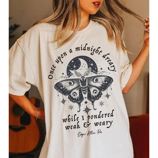 Edgar Allan Poe Shirt Moth Shirt Edgar Allen Poe Raven Shirt Celestial Moth T Shirt Dead Poets Society Fairy Grunge Luna...
