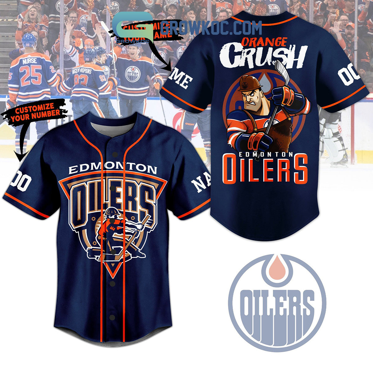 Edmonton Oilers Orange Crush Personalized Baseball Jersey