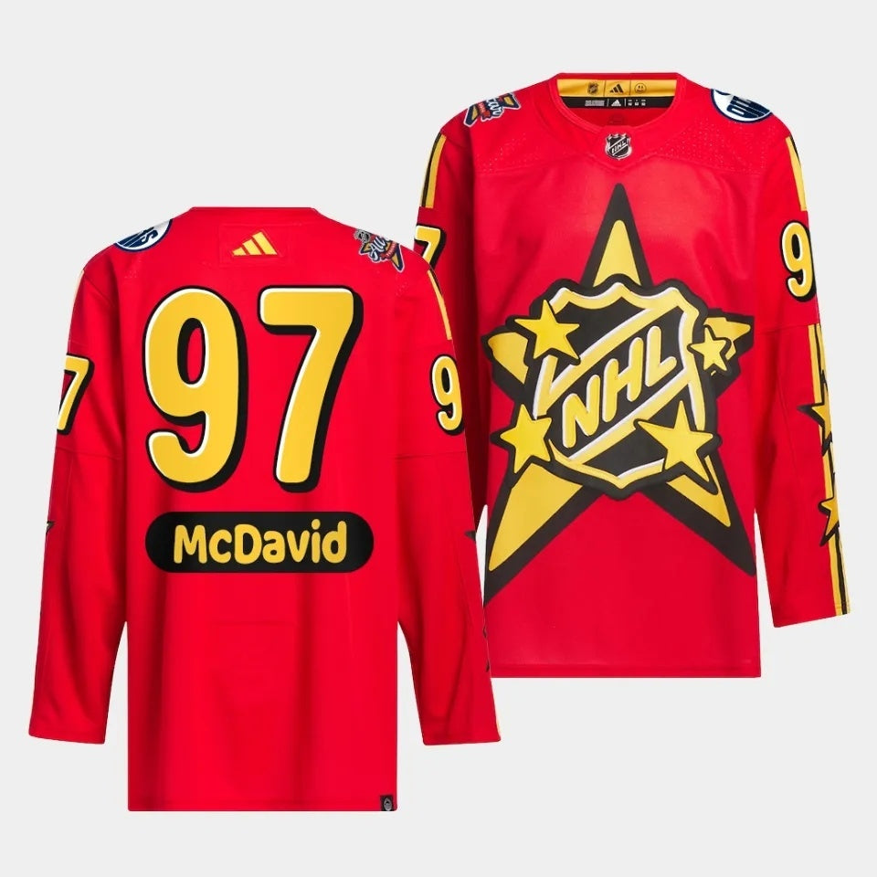 Edmonton Oilers #29 Leon Draisaitl 2024 NHL All-Star Red Style 1