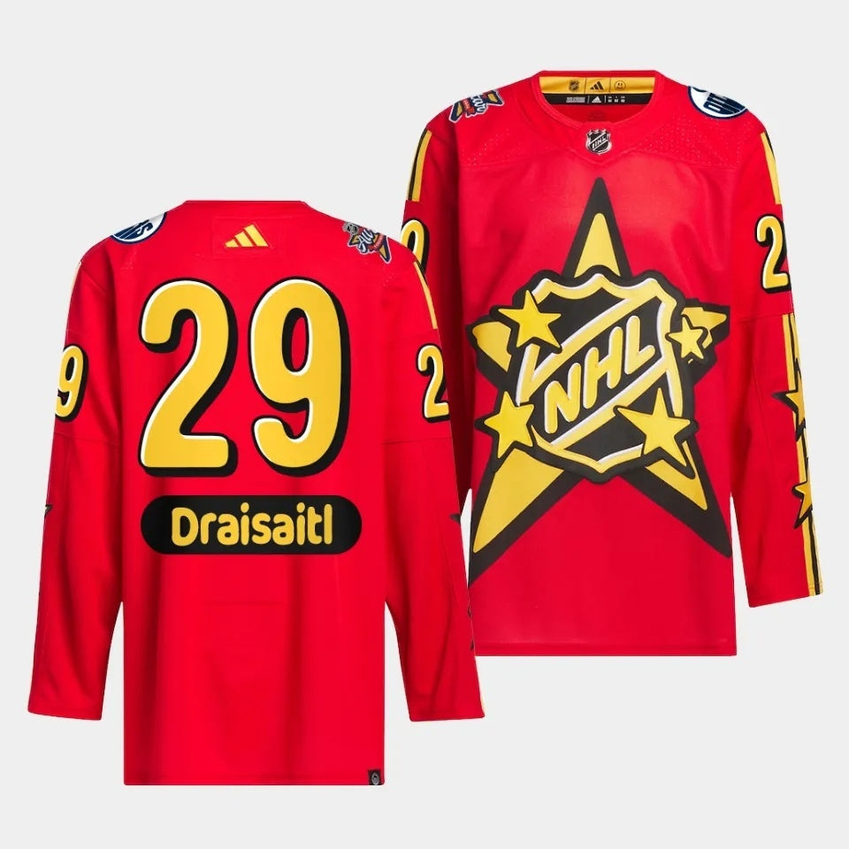 Edmonton Oilers #29 Leon Draisaitl 2024 NHL All-Star Red Style 2