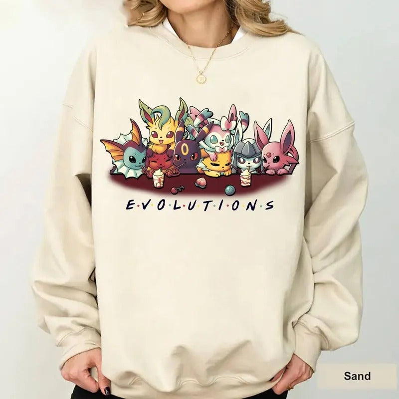 Eevee Eeveelution Sweatshirt, Slyveon, umbreon, Espeon, Flareon Anime, Vintage Anime Sweater,Anime merch, Hoodie Gift,...