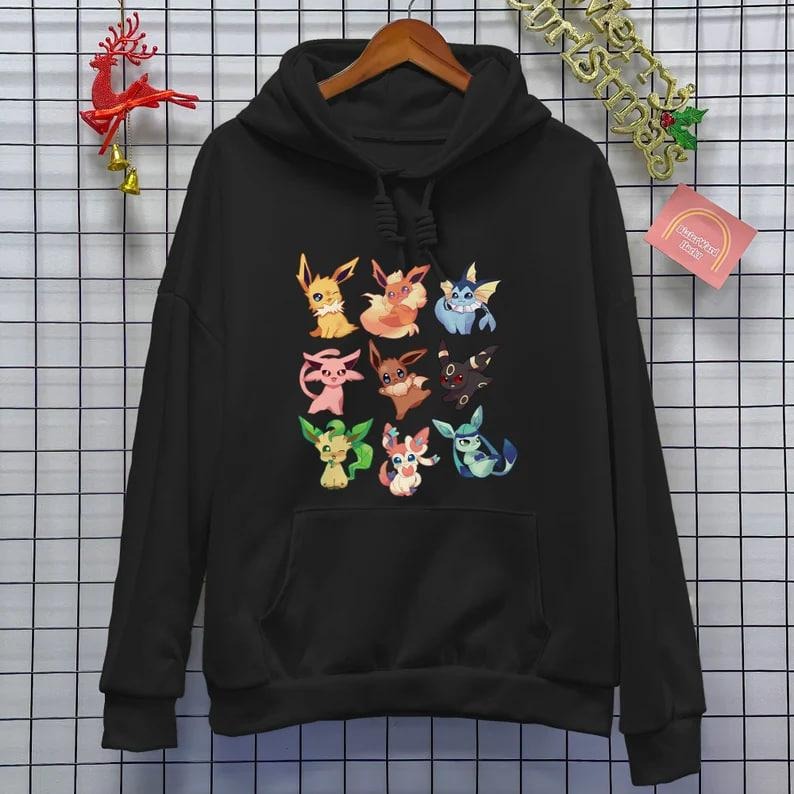 Eevee Evolution Funny Hoodie Shirt Kawaii Shirt Espeon Umbreon Lover Eevee Radiance Tee Anime Shirt Gifts Sweatshirt