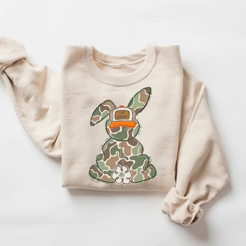 Egg Hunter Camo Easter Sweatshirt, Easter Day Shirt, Camo Easter Bunny Shirt, Happy Easter Shirt, Easter Egg Hunt Shirt...