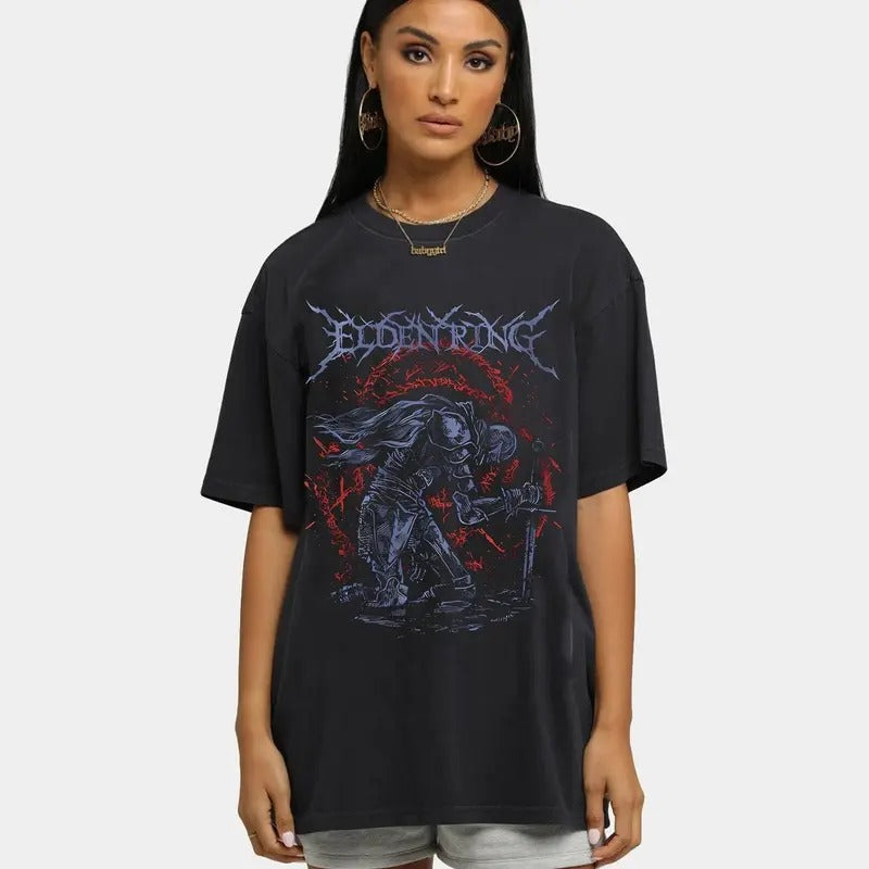 Elden Ring Shirt, Heavy Metal Game Inspired Tee, Unisex Gaming T-Shirt, Demon Sweatshirt, Warrior Crewneck Shirt, Fire of...