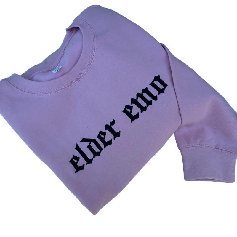 Elder Emo Embroidered Crewneck Long Sleeve  Embroidery Unisex T-Shirts, Hoodie, Sweatshirt | WearSparks.com