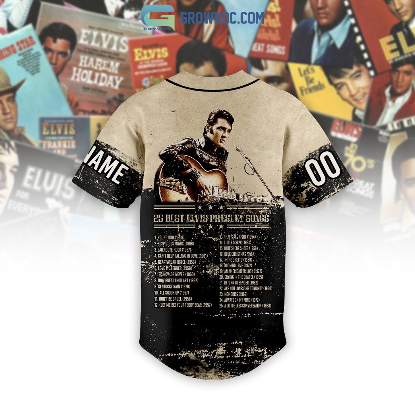 Elvis Presley 25 Best Song Personalized Baseball Jersey