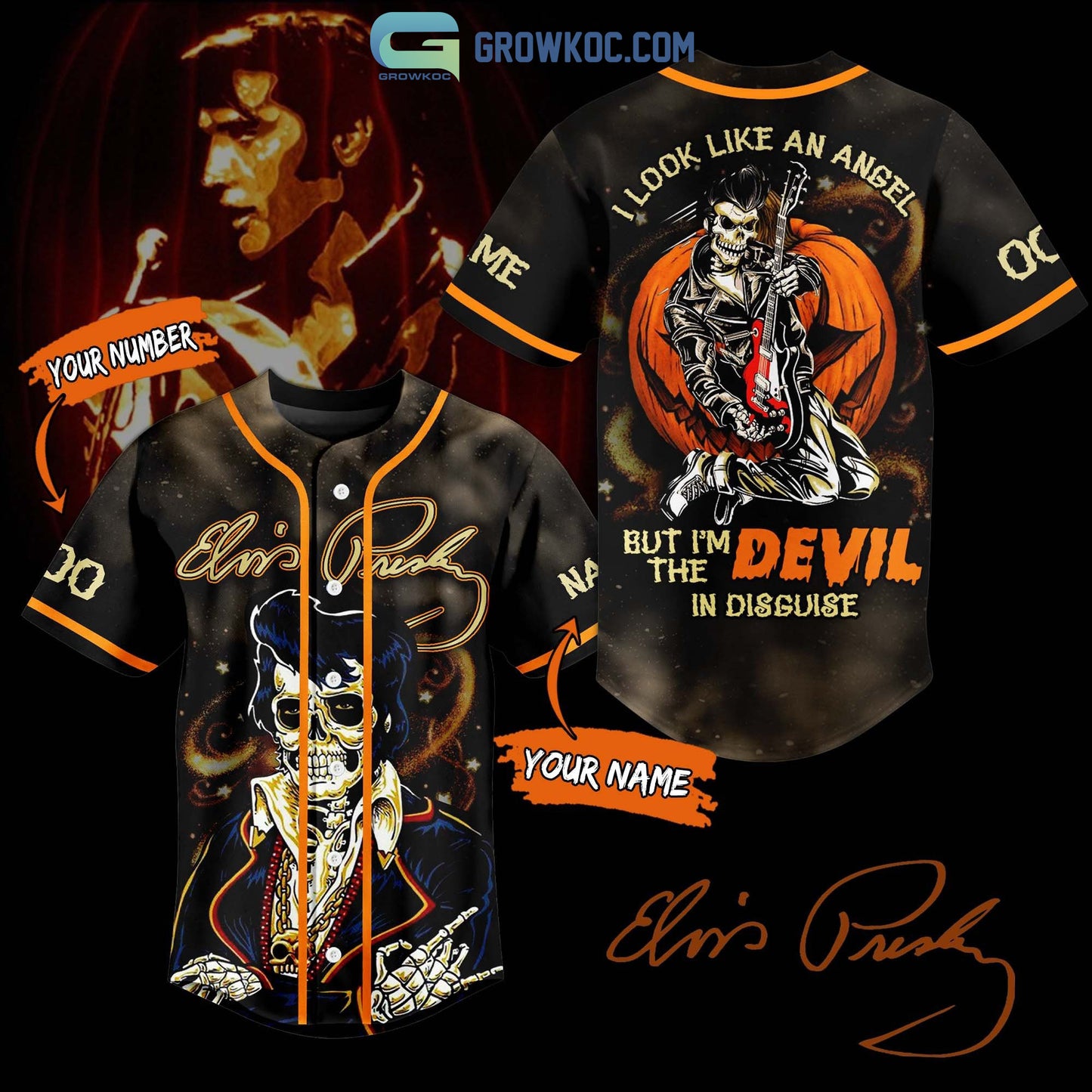 Elvis Presley I Look Like An Angel But I’m The Devil In Disguise Personalized Baseball Jersey