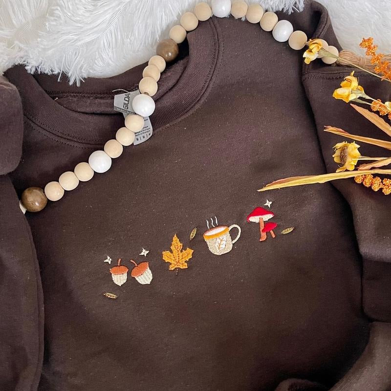 Embroidered Autumn Day Sweatshirt T-Shirts, Hoodie | WearSparks.com