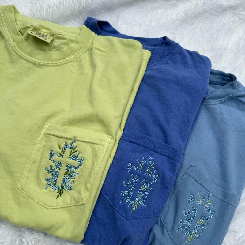 Embroidered Christian Tshirt, Easter Tshirt, Embroidered Easter Tshirt, crew neck regular t-shirts Hoodie, Sweatshirt