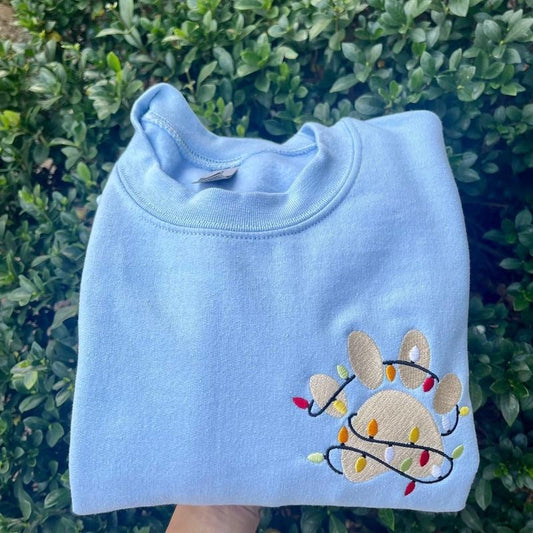 Embroidered Christmas Paw Sweatshirt, Christmas Sweatshirt, Dog Mom Sweatshirt T-Shirts, Hoodie | WearSparks.com