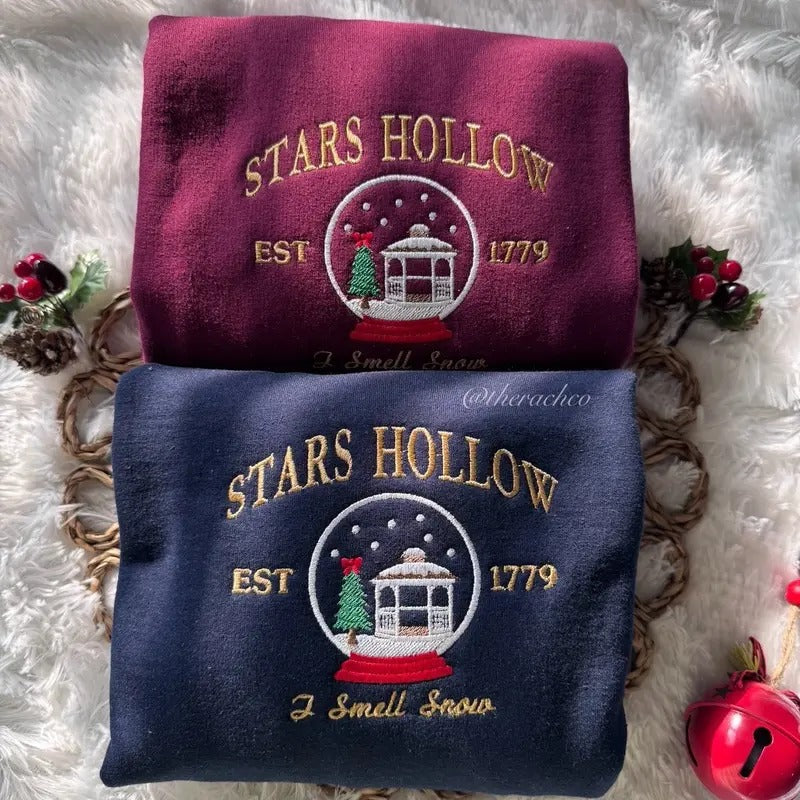Embroidered Christmas Sweatshirt, Christmas Crewneck, Christmas Sweater, Stars Hollow Sweatshirt T-Shirts, Hoodie
