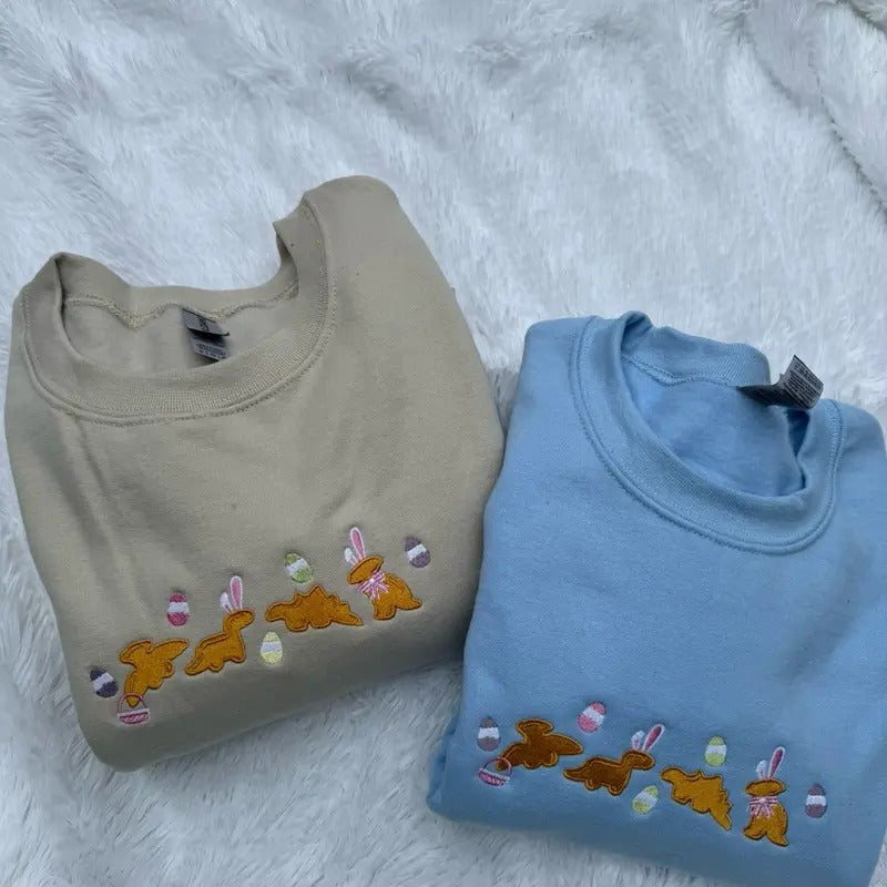 Embroidered Easter Dino Nuggets, Embroidered Dino Nuggets Sweatshirt T-Shirts, Hoodie | WearSparks.com