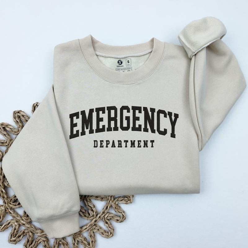 Embroidered Emergency Department Nurse Sweatshirt, ER Nurse Shirt, Emergency Medicine Nurse, Emergency Nurse Gift,...