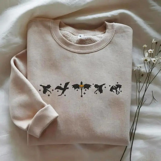 Embroidered Fourth Wing Sweatshirt, Basgiath War College Shirt, Bookish Hoodie, Xaden Riorson Shirt, Embroidered Onyx...