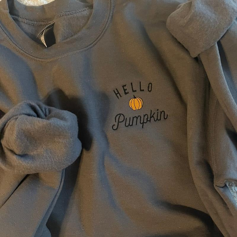 Embroidered Hello Pumpkin Sweatshirt T-Shirts, Hoodie | WearSparks.com