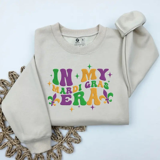 Embroidered In My Mardi Gras Era Sweatshirt, Mardi Gras Beads Sweater, Mardi Gras Outfit For Womenstyle{n002}2 T-Shirts,...
