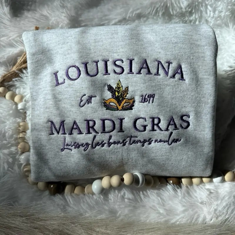 Embroidered Mardi Gras Sweatshirt, Mardi Gras  Pullover T-Shirts, Hoodie | WearSparks.com