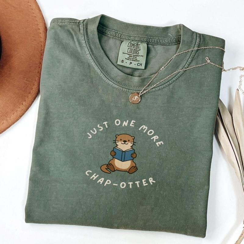 Embroidered Otter T-shirt, Book Tshirt, T-Shirt, Book Lover Tshirt, Book Shirt, Reader Gifts, Bookworm Gift Hoodie,...
