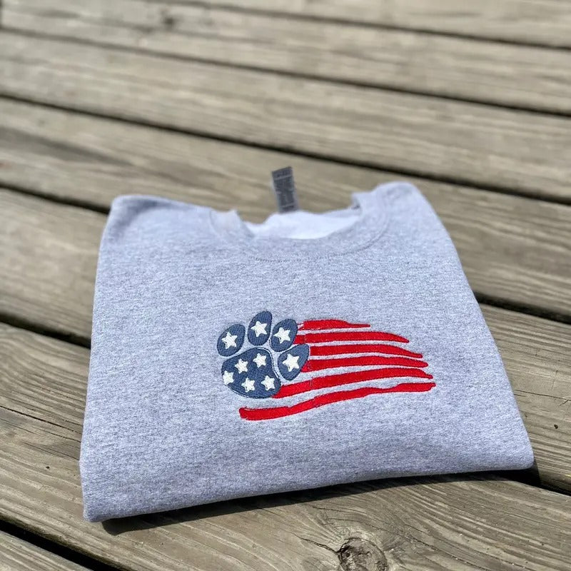 Embroidered Paw Flag Sweatshirt T-Shirts, Hoodie | WearSparks.com