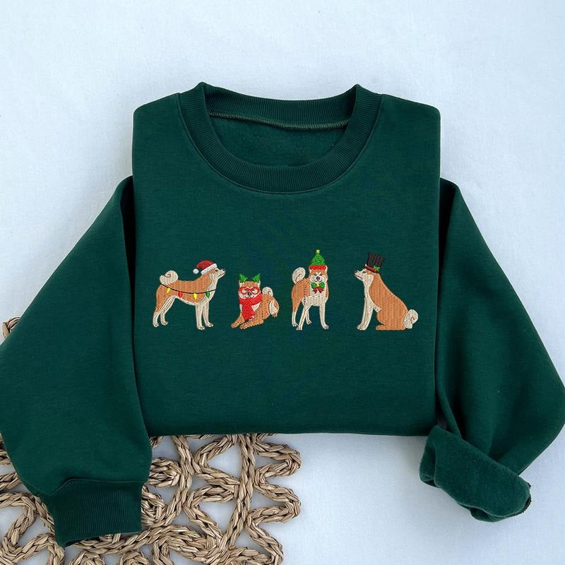 Embroidered Shiba Inu Sweatshirt, Dog Mom Sweater, Gift For Shiba Inu Lover, Gift for Dog Lover T-Shirts, Hoodie