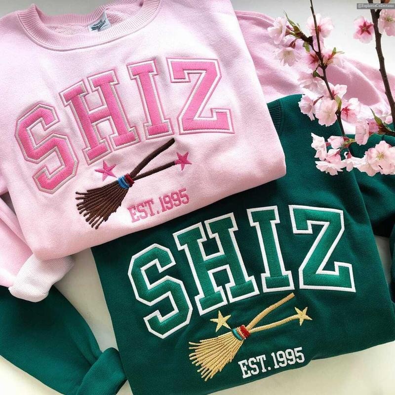 Embroidered Shiz Sweatshirt, Hoodie, Tee, Wicked Movie Wizard Shiz University Shirt, Best Wickeds Merch Movie Lover Gif ,...