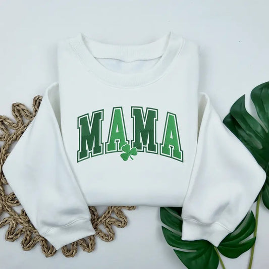 Embroidered St Patrick's Day Mama Sweatshirt, Mama Shamrock Sweatshirt, St Patrick's Day Mom Sweater, Gifts for...