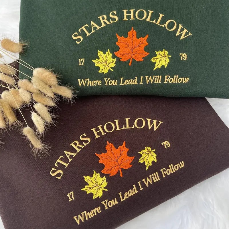 Embroidered Stars Hollow Crewneck - Where You Lead I will Follow Unisex Sweatshirt - Sweatshirt embroidered T-Shirts, Hoodie
