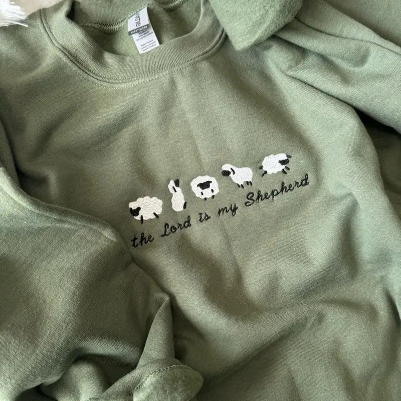 Embroidered Sweatshirt, The Lord Is My Shepherd, Christian Sweatshirt T-Shirts, Hoodie | WearSparks.com