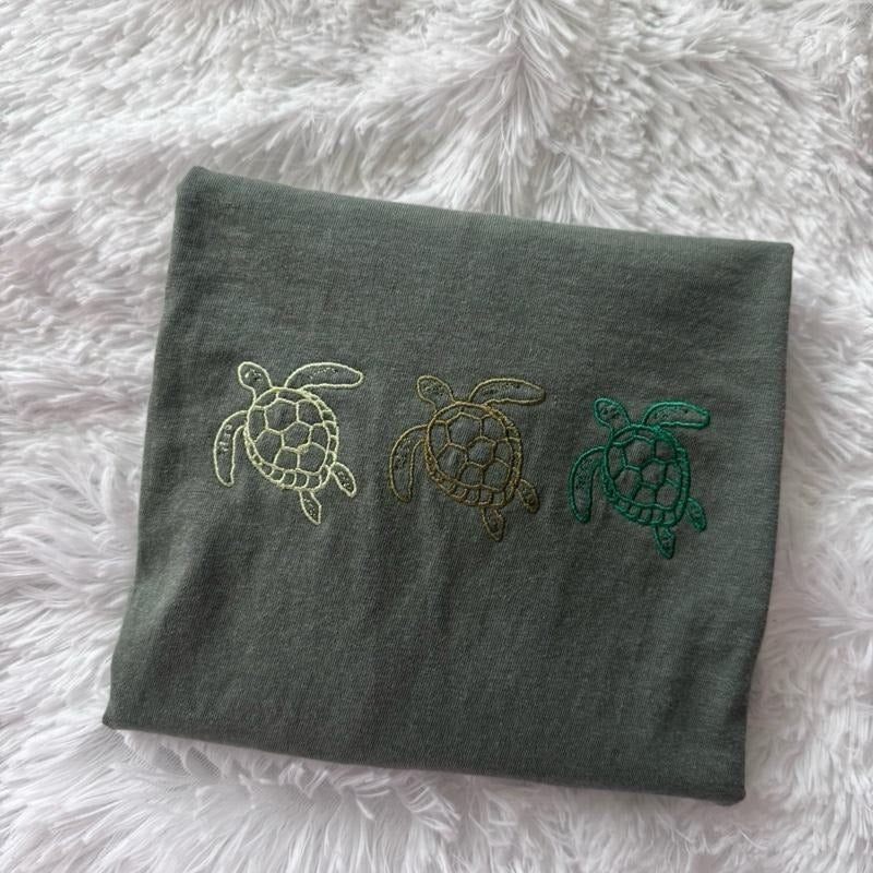 Embroidered Turtle Shirt, Summer Tshirt, Sea Turtles Tshirt Hoodie, Sweatshirt | WearSparks.com