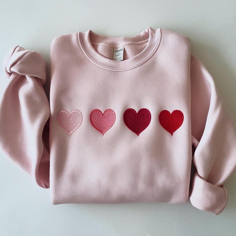 Embroidered Valentine Heart Sweatshirt, Cute Valentine Sweatshirts, Valentine Sweatshirts, Vintage Valentine Shirt,...