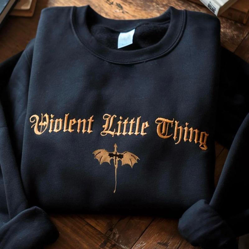 Embroidered Violent Little Thing Sweatshirt, Embroidered Fourth Wing Shirt, Basgiath War College Shirt, Dark Academia...