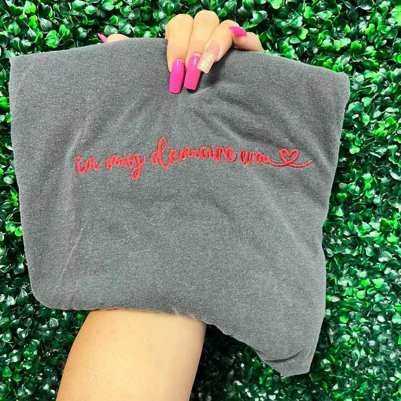 Embroidered demure tee Hoodie, Sweatshirt | WearSparks.com