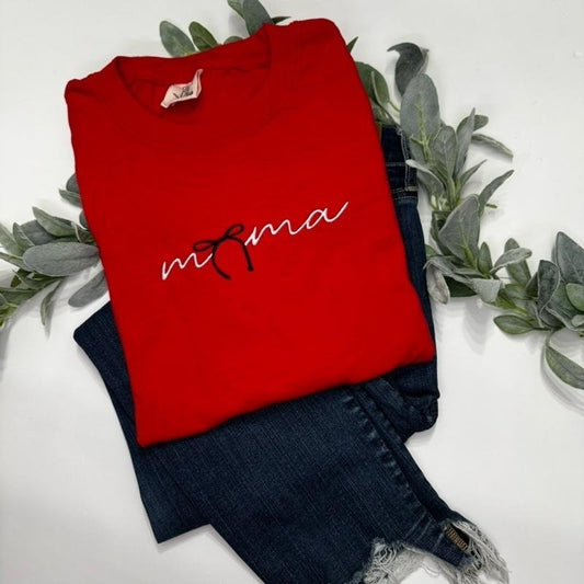 Embroidered mama bow shirt-unisex short sleeve tee Hoodie, Sweatshirt | WearSparks.com
