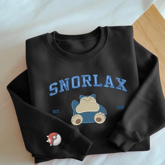 Embroidery Custom Snolax Sweatshirt, Embroidery Anime Tshirt, PKM University, Anime Shirt, Unisex Shirt Hoodie