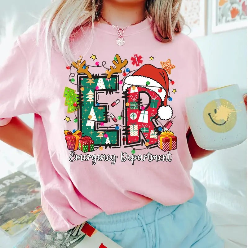 Emergency Department Christmas T-shirt, Er Christmas Shirt, Gift For Nurse, Christmas Er Nurse Shirt, Emergency Nurse...