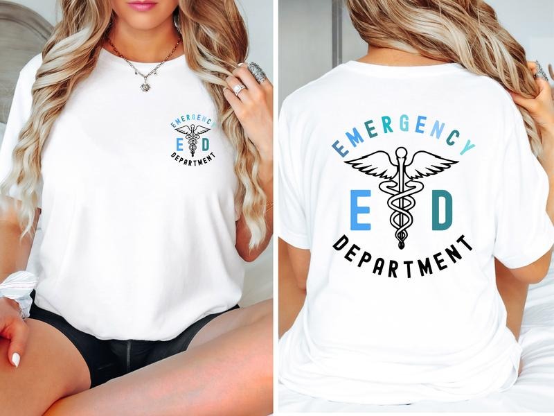 Emergency Department Shirt, Back And Front Design ED Nurse T-shirt, ER Nurse Gift Pocket Size Tee, Nurse Appreciation,...