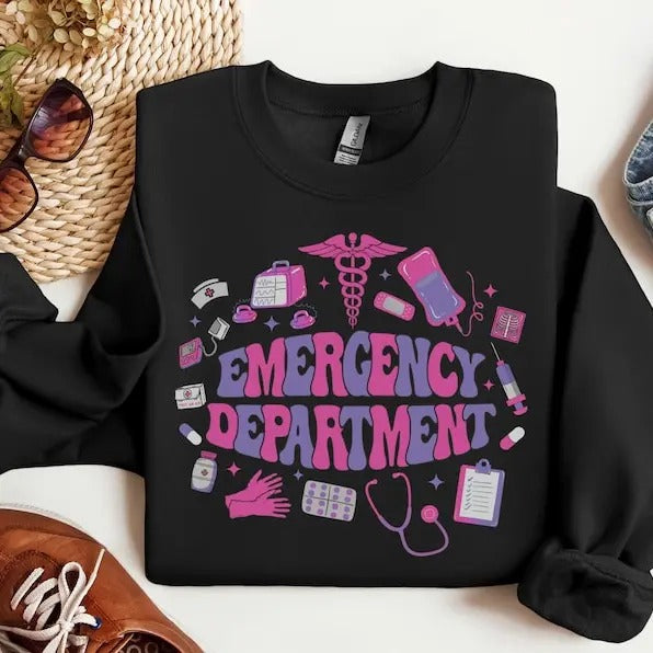 Emergency Department Sweatshirt ER Sweatshirt ED Nurse Emergency Medicine ED Rn Registered Nurse Emergency Room Er Tech...